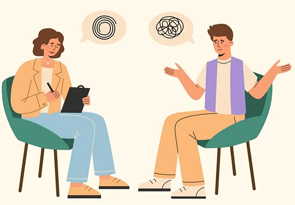 Ilustrație reprezentând o sesiune de terapie